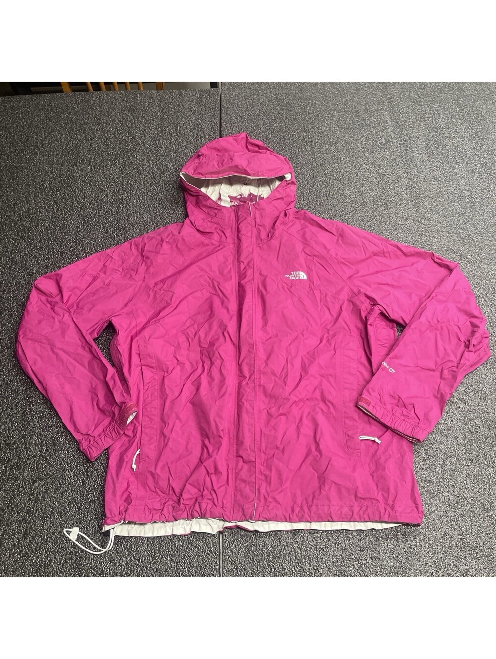 The North Face HyVent DT Hooded Full Zip Rain Jacket Pink Women XL Outdoor